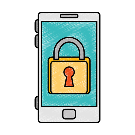 smartphone device with padlock vector illustration designのイラスト素材