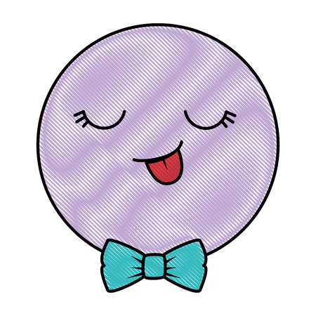 happy face emoji with bowntie vector illustration designのイラスト素材