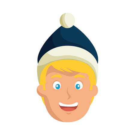young man head with winter clothes vector illustration designのイラスト素材
