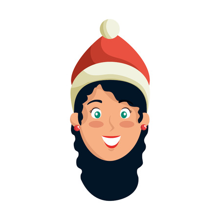 beautiful woman head with winter clothes vector illustration designのイラスト素材