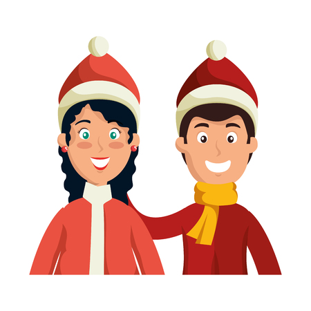 couple with winter clothes vector illustration designのイラスト素材