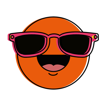 happy face emoji with sunglasses vector illustration designのイラスト素材