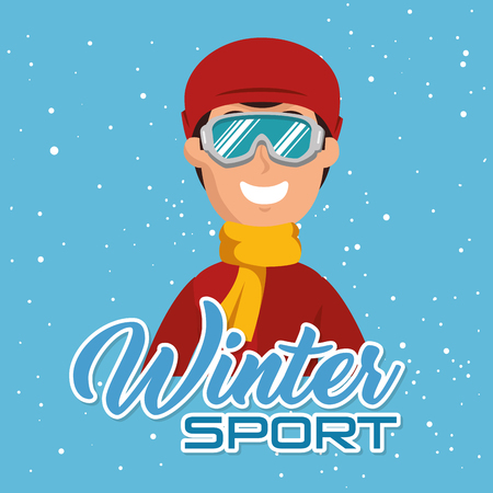 Winter sports happy people cartoon vector illustration graphic designのイラスト素材