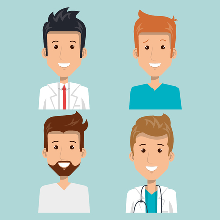 Male health professional over blue background vector illustrationのイラスト素材