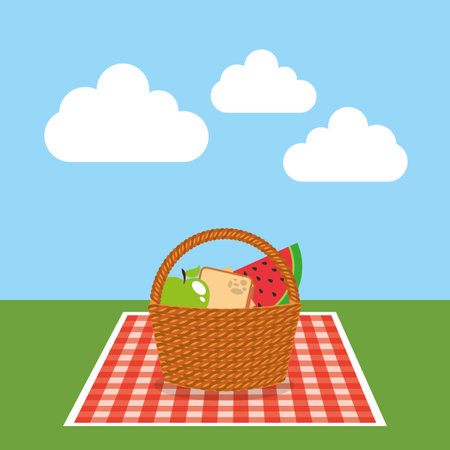 picnic party scene icon vector illustration designのイラスト素材