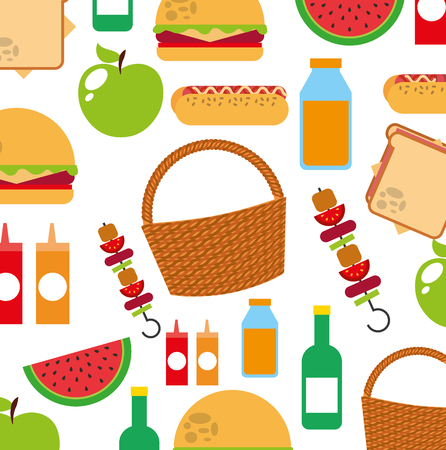 picnic party scene icon vector illustration designのイラスト素材