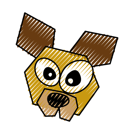 scribble funny dog face cartoon vector graphic designのイラスト素材