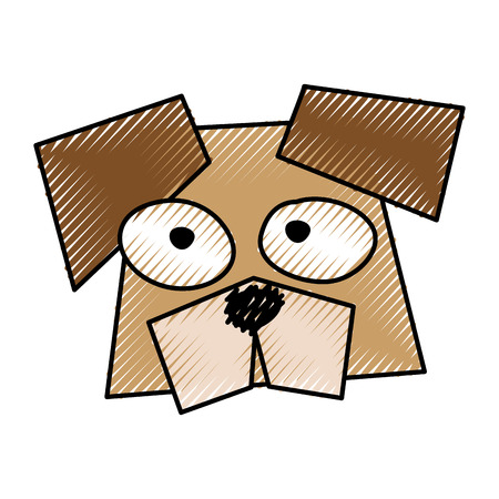 scribble brown funny dog face cartoon vector graphic designのイラスト素材