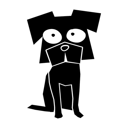 black icon funny doggy cartoon vector graphic designのイラスト素材