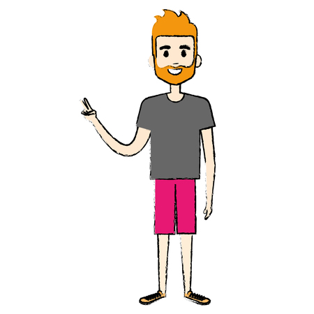 young man avatar character vector illustration designのイラスト素材