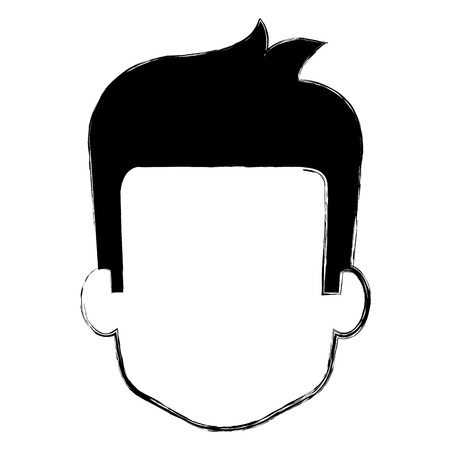 young man head avatar character vector illustration designのイラスト素材