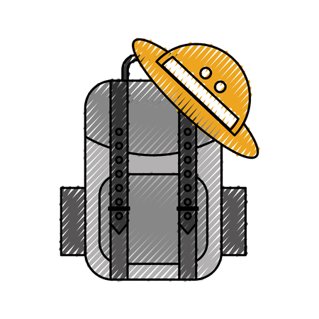 travel backpack and hat equipment vector illustrationのイラスト素材