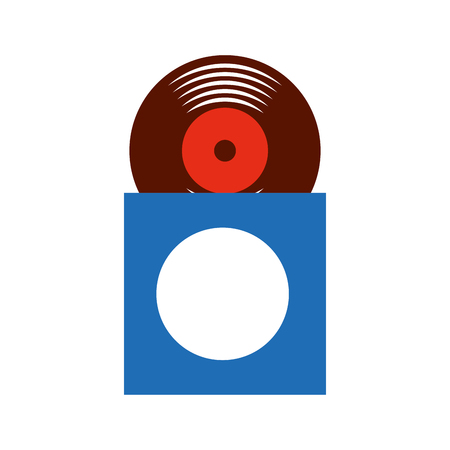 music collection album cover with vinyl record disk in papercase vector Illustrationのイラスト素材