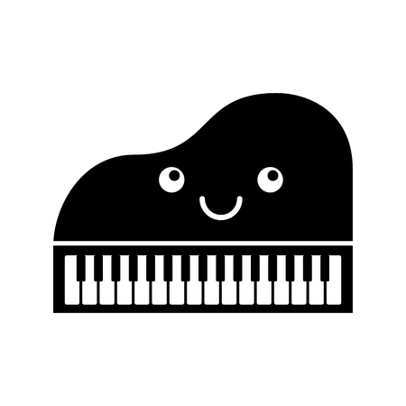 Kawaii piano music instrument classic cartoon vector illustrationのイラスト素材