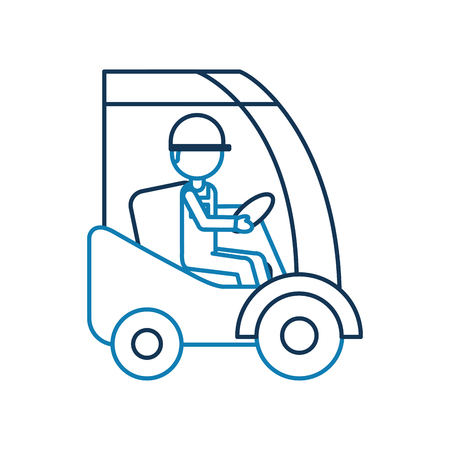 man driving a delivery truck logistic working vector illustrationのイラスト素材