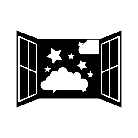 window with clouds sky isolated icon vector illustration designのイラスト素材