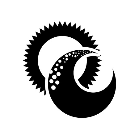 cute moon with sun vector illustration designのイラスト素材