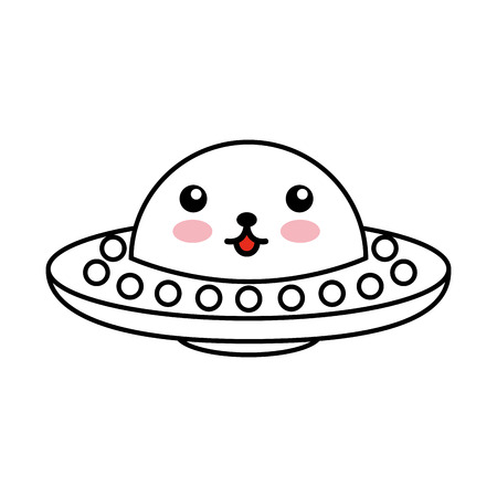 unidentified flying object comic character vector illustration designのイラスト素材