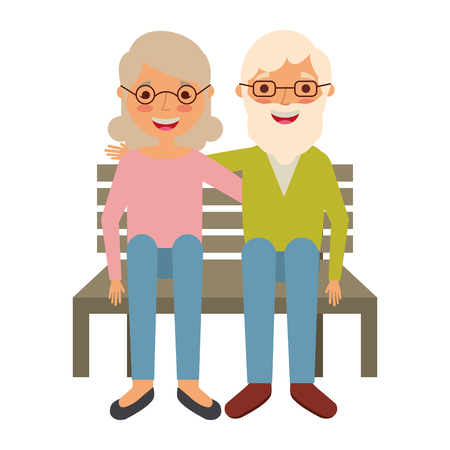 Cute old couple lovely vector illustrationのイラスト素材