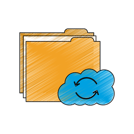 Cloud folder storage sharing system file vector illustrationのイラスト素材
