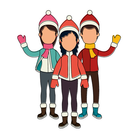 people with winter clothes vector illustration designのイラスト素材