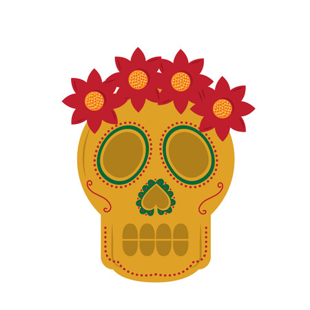 skull flowers the day of the death mexican traditional culture vector illustrationのイラスト素材