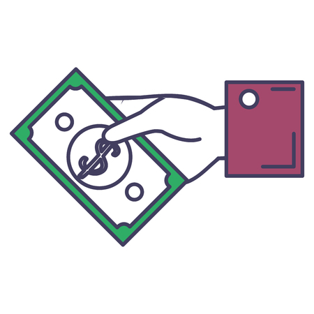 hand human with bill dollar money icon vector illustration designのイラスト素材