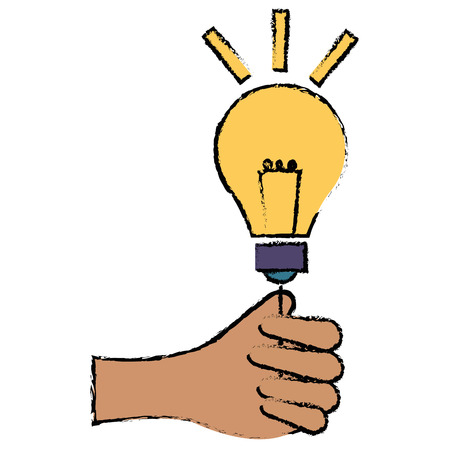 hand human with bulb light vector illustration designのイラスト素材