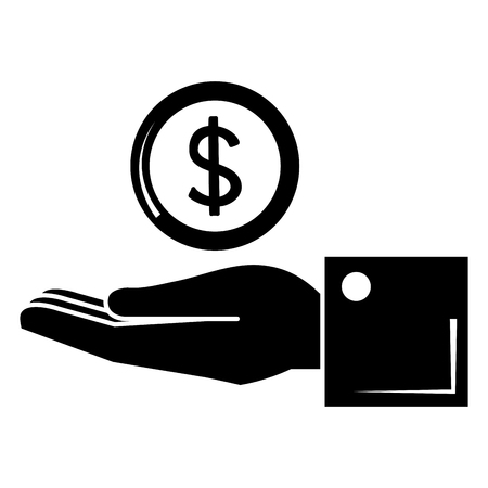 hand with coin money vector illustration designのイラスト素材