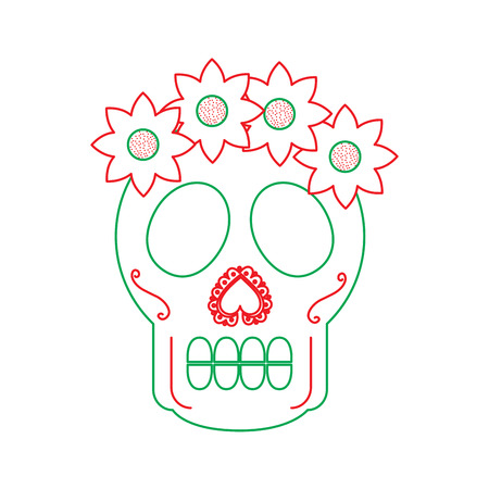 skull flowers the day of the death mexican traditional culture vector illustrationのイラスト素材