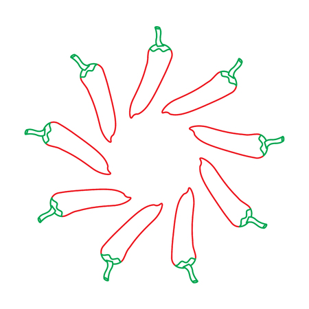 hot mexican chili pepper fast food round vector illustrationのイラスト素材