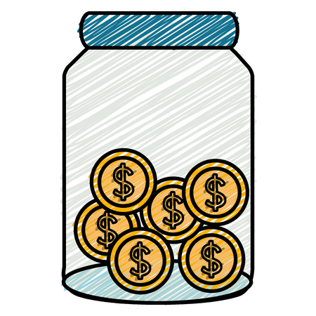 glass jar with coins money vector illustration designのイラスト素材