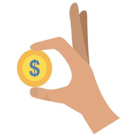 Hand with coin vector illustration designのイラスト素材