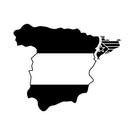 catalunya flag and country outline separated from spain icon image vector illustration design  black and whiteのイラスト素材