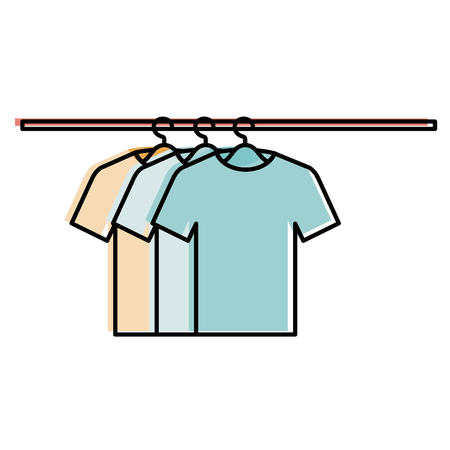 tshirts hanging in hook vector illustration designのイラスト素材