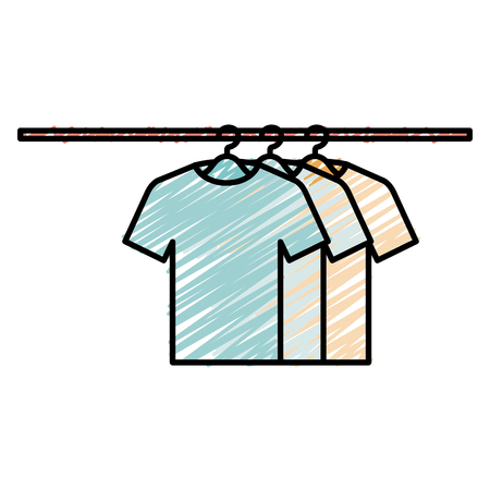 tshirts hanging in hook vector illustration designのイラスト素材