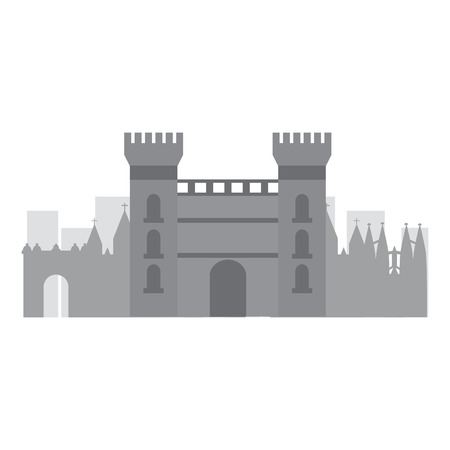 castle building in city icon image vector illustration designのイラスト素材