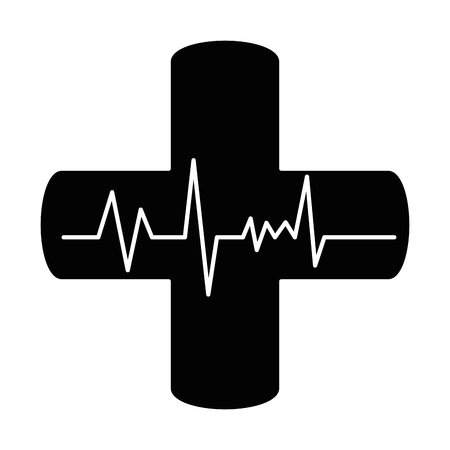 cross with ecg isolated icon vector illustration designのイラスト素材