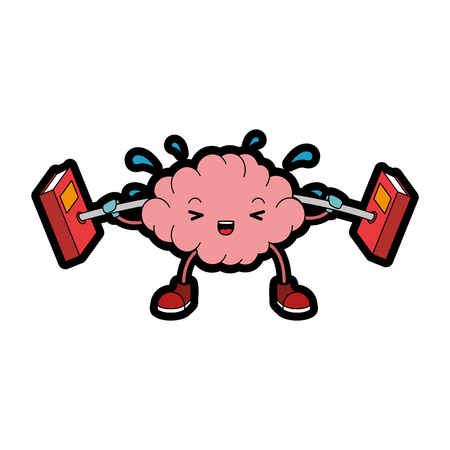 Brain with weight lifting character vector illustration designのイラスト素材