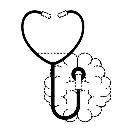 Brain with stethoscope medical vector illustration designのイラスト素材