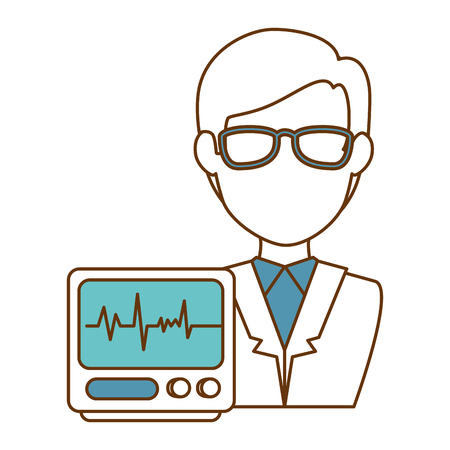 Doctor character with ekg machine vector illustration designのイラスト素材
