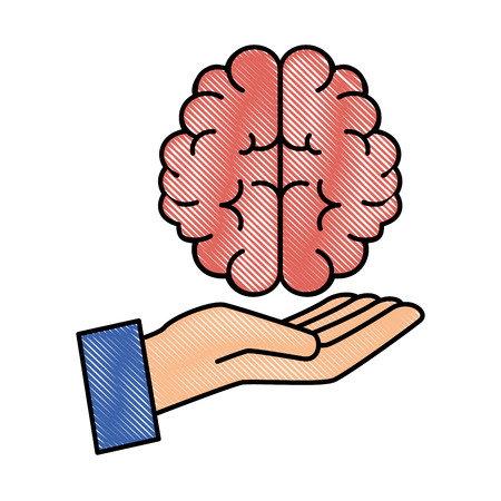 Hand human with brain vector illustration designのイラスト素材