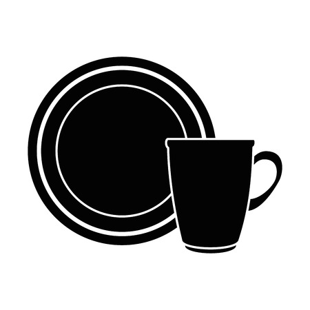 Dish with cup isolated icon vector illustration designのイラスト素材