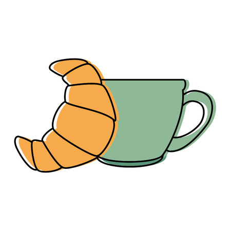Coffee cup with croissant vector illustration designのイラスト素材
