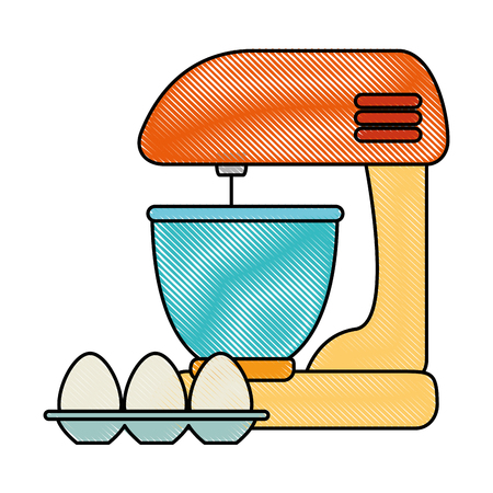 mixer electric with eggs vector illustration designのイラスト素材