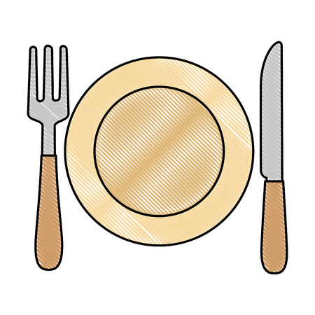 dish with fork and knife vector illustration designのイラスト素材