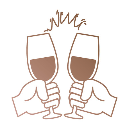 hands toasting with wine glasses vector illustration designのイラスト素材
