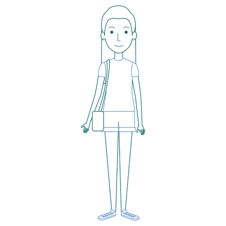 beautiful woman with handbag avatar character vector illustration designのイラスト素材