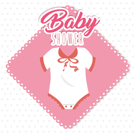 baby shower greeting card with a baby girl clothes vector illustration graphic designのイラスト素材
