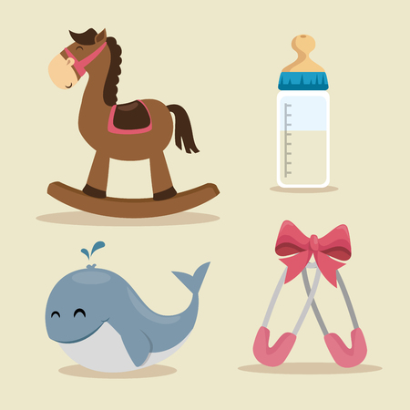 cute baby shower elements vector illustration graphic designのイラスト素材